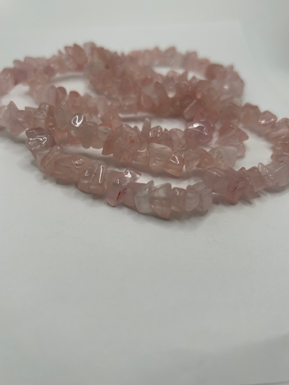 Vintage Pink Rose Quartz stone Necklace 34” Unisex Jewelry - Picture 6 of 14